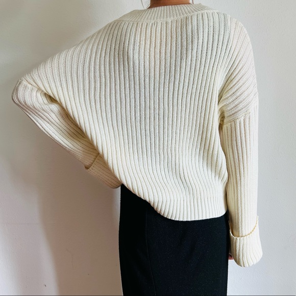 Nasty Gal collection loose fit cream knitted dropped shoulder cardigan sweater - Picture 8 of 11